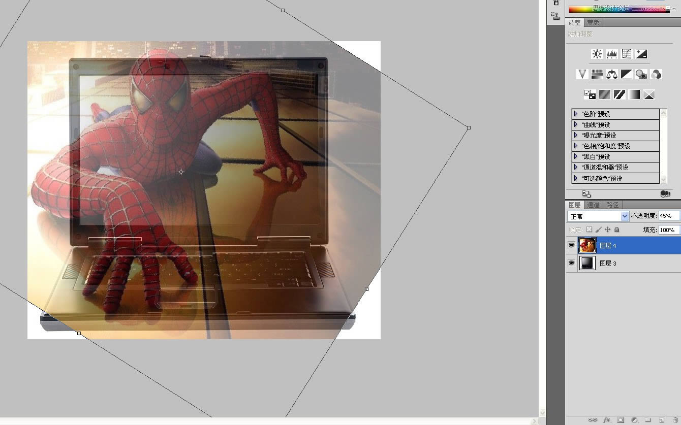 Photoshop制作蜘蛛俠沖出筆記本3D效果圖_PS圖片處理