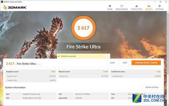 GTX1060 移動版 Firestrike Ultra
